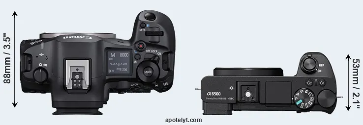Compare R5 Mark II versus A6500 top