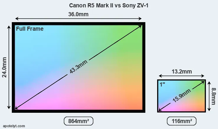 Canon R5 Mark II and Sony ZV-1 sensor measures