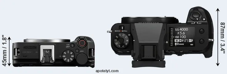 Compare R50 V versus GFX 100S top