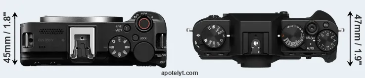 Compare R50 V versus X-T30 II top