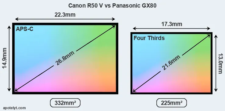 Canon R50 V and Panasonic GX80 sensor measures