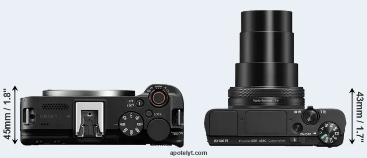 Compare R50 V versus RX100 VII top