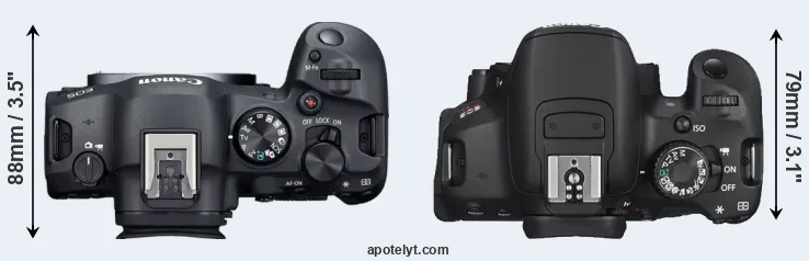 Compare R6 Mark II versus T4i top