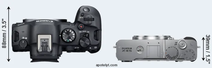 Compare R6 Mark II versus X-E5 top