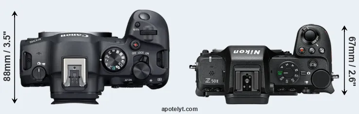 Compare R6 Mark II versus Z50 II top