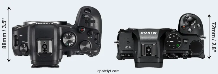 Compare R6 versus Z5 II top