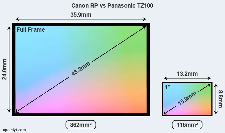 Canon RP and Panasonic TZ100 sensor measures