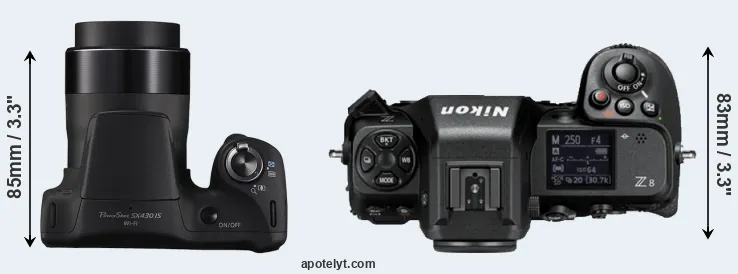 Compare SX430 versus Z8 top