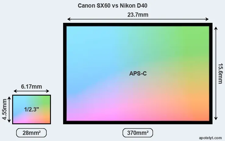 Canon SX60 and Nikon D40 sensor measures