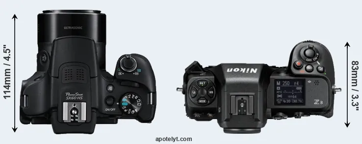 Compare SX60 versus Z8 top