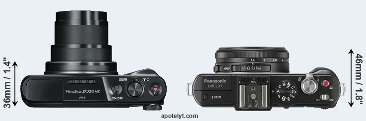 Compare SX720 versus LX7 top