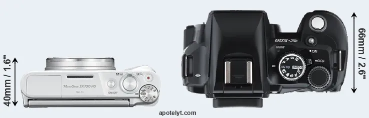 Compare SX730 versus E-500 top