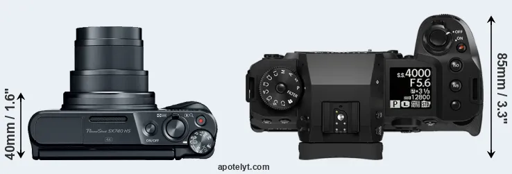 Compare SX740 versus X-H2 top