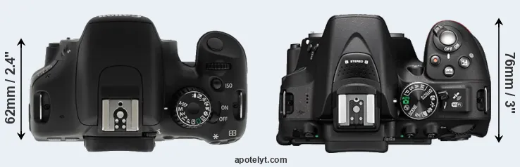 Compare T2i versus D5300 top