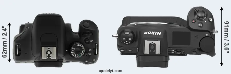 Compare T2i versus Z9 top