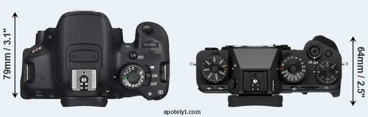 Compare T4i versus X-T5 top