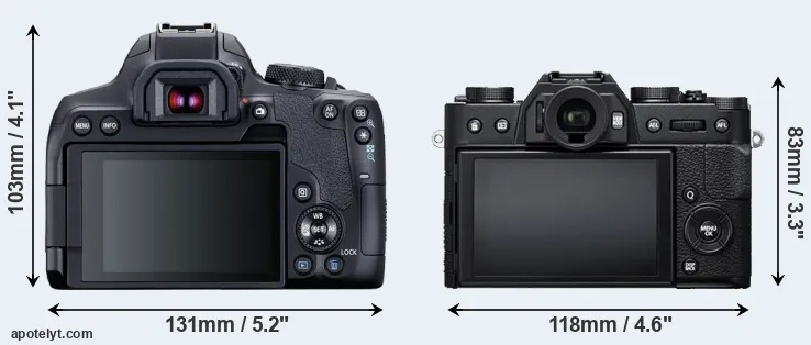 Comparison T8i or X-T20 rear
