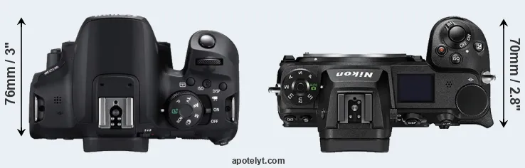 Compare T8i versus Z6 II top