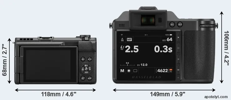 Comparison V1 or X2D 100C rear