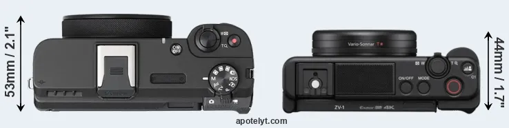 Compare V1 versus ZV-1 top