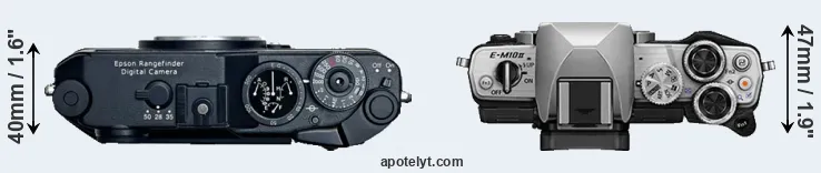 Compare R-D1 versus E-M10 II top