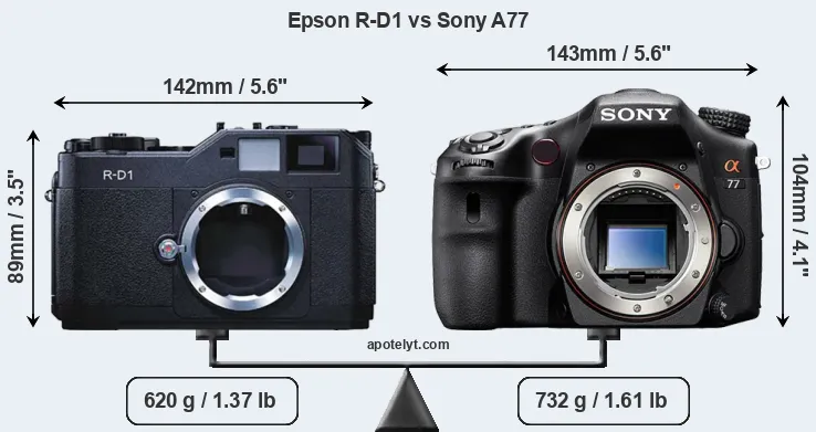 Size Epson R-D1 vs Sony A77