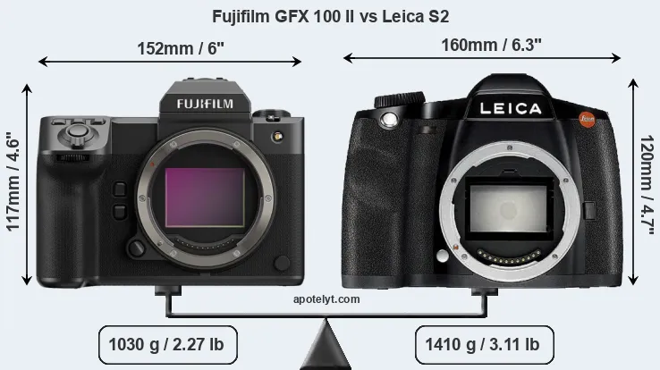 Size Fujifilm GFX 100 II vs Leica S2