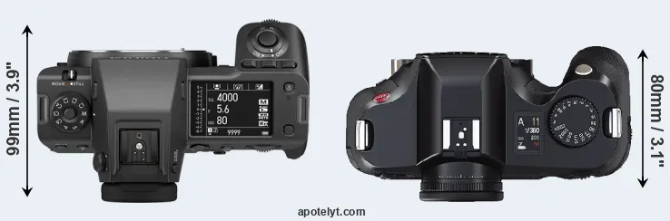 Compare GFX 100 II versus S2 top