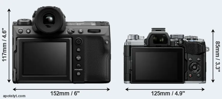 Comparison GFX 100 II or E-M5 III rear