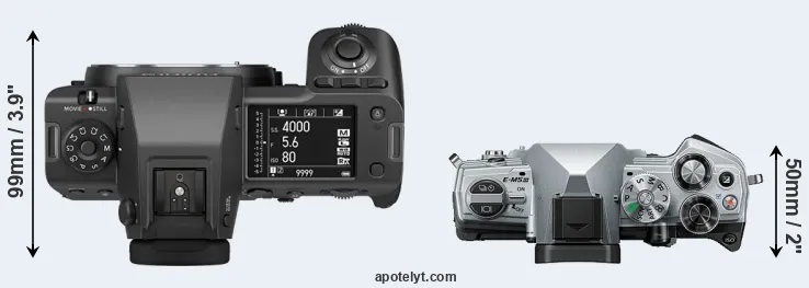 Compare GFX 100 II versus E-M5 III top