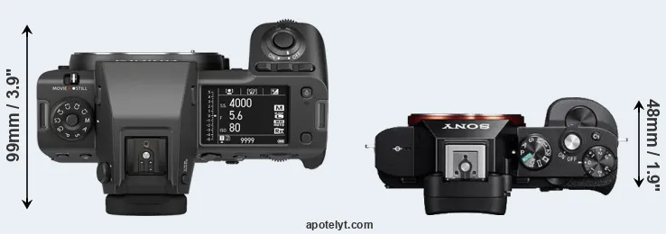 Compare GFX 100 II versus A7R top