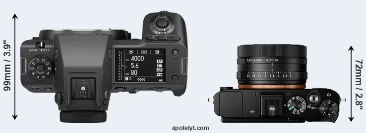Compare GFX 100 II versus RX1R II top
