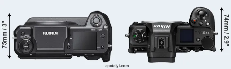 Compare GFX 100 versus Z6 III top