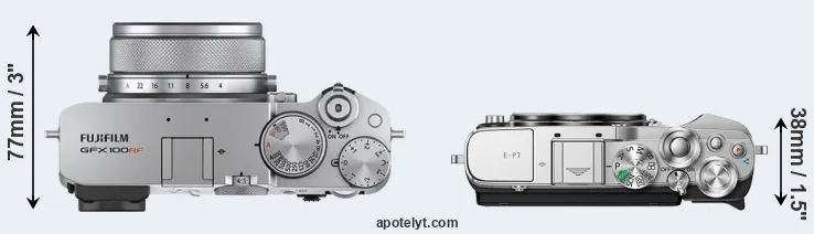 Compare GFX 100RF versus E-P7 top