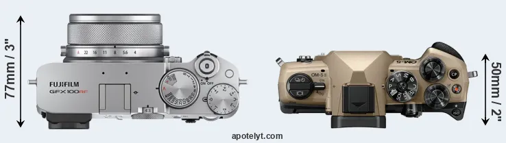 Compare GFX 100RF versus OM-5 II top