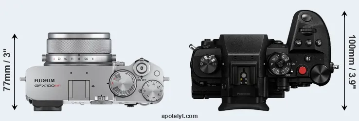 Compare GFX 100RF versus GH6 top