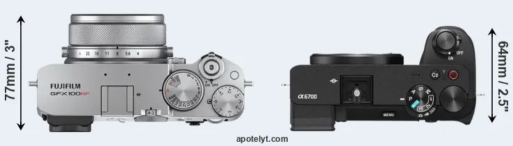 Compare GFX 100RF versus A6700 top