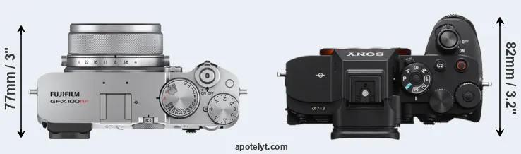 Compare GFX 100RF versus A7R V top