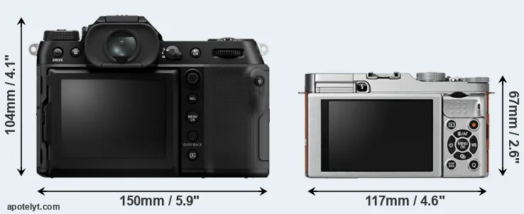 Comparison GFX 100S II or X-A2 rear