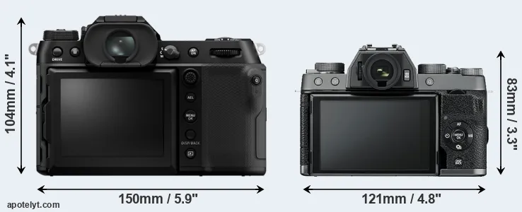 Comparison GFX 100S II or X-T100 rear