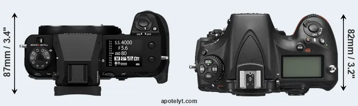 Compare GFX 100S II versus D810 top