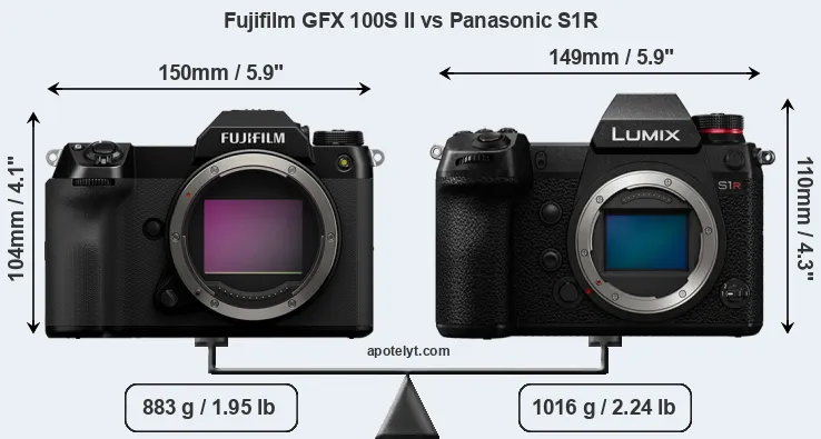 Size Fujifilm GFX 100S II vs Panasonic S1R