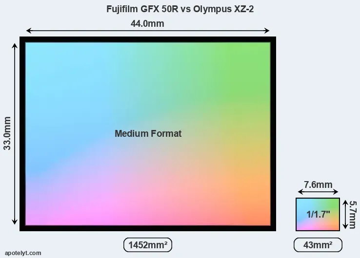 Fujifilm GFX 50R and Olympus XZ-2 sensor measures