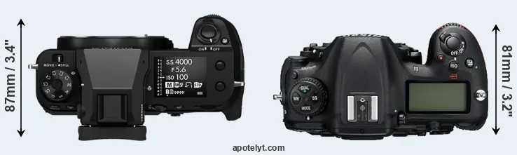Compare GFX 50S II versus D500 top