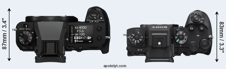 Compare GFX 50S II versus A1 II top