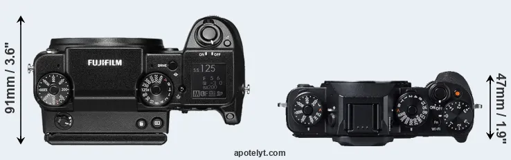 Compare GFX 50S versus X-T1 top
