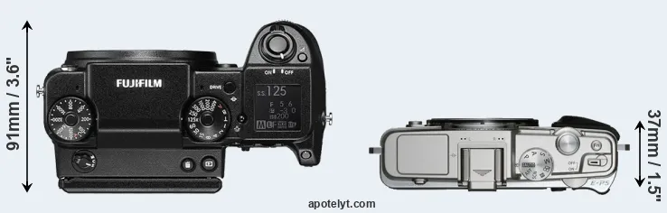 Compare GFX 50S versus E-P5 top