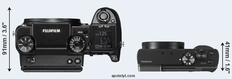 Compare GFX 50S versus TZ90 top
