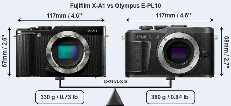 Size Fujifilm X-A1 vs Olympus E-PL10