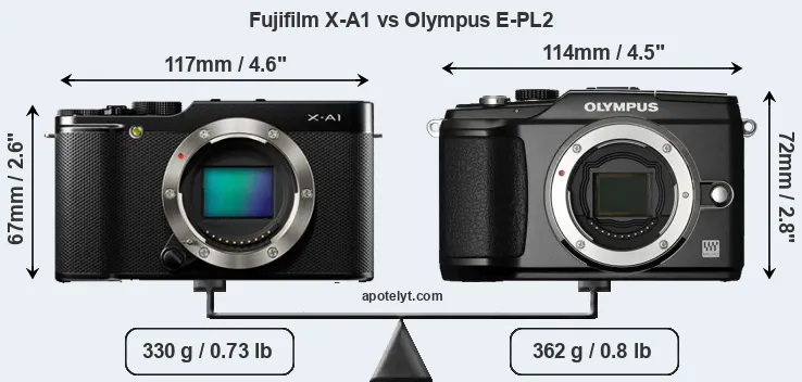 Size Fujifilm X-A1 vs Olympus E-PL2